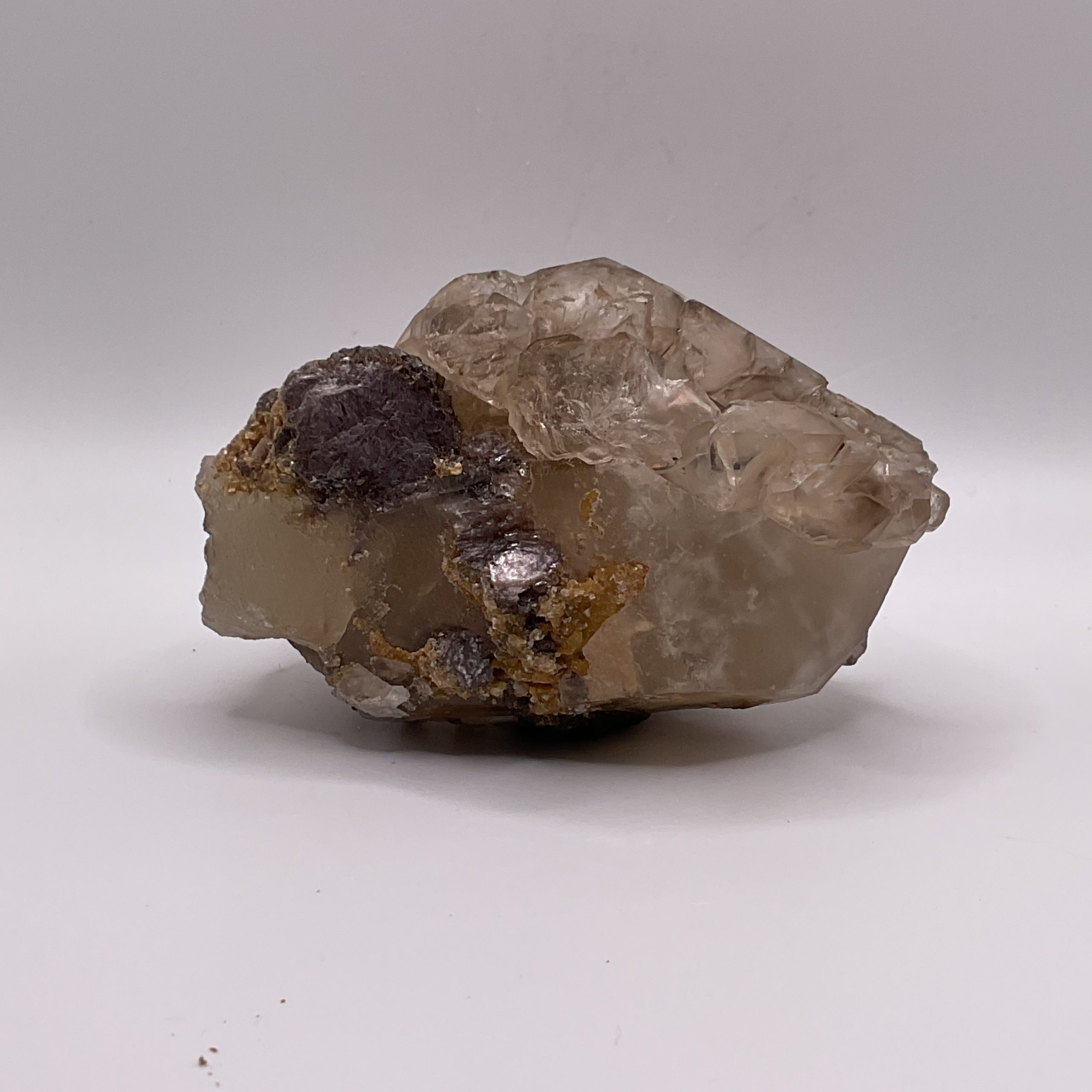 Smoky elestial quartz & mica/ calcite